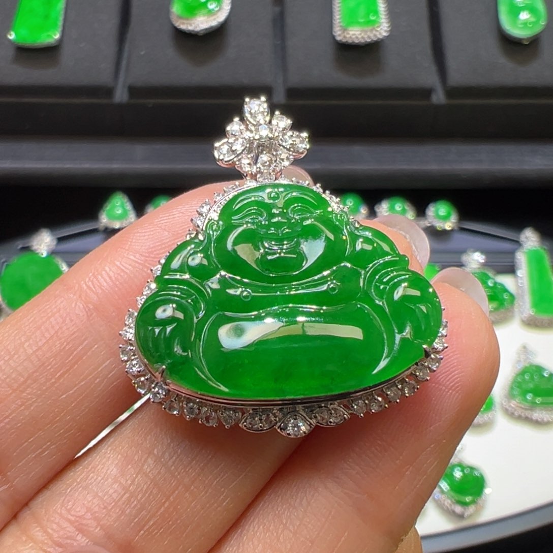 翡翠颈饰18K金镶嵌收到货48小时鉴赏期