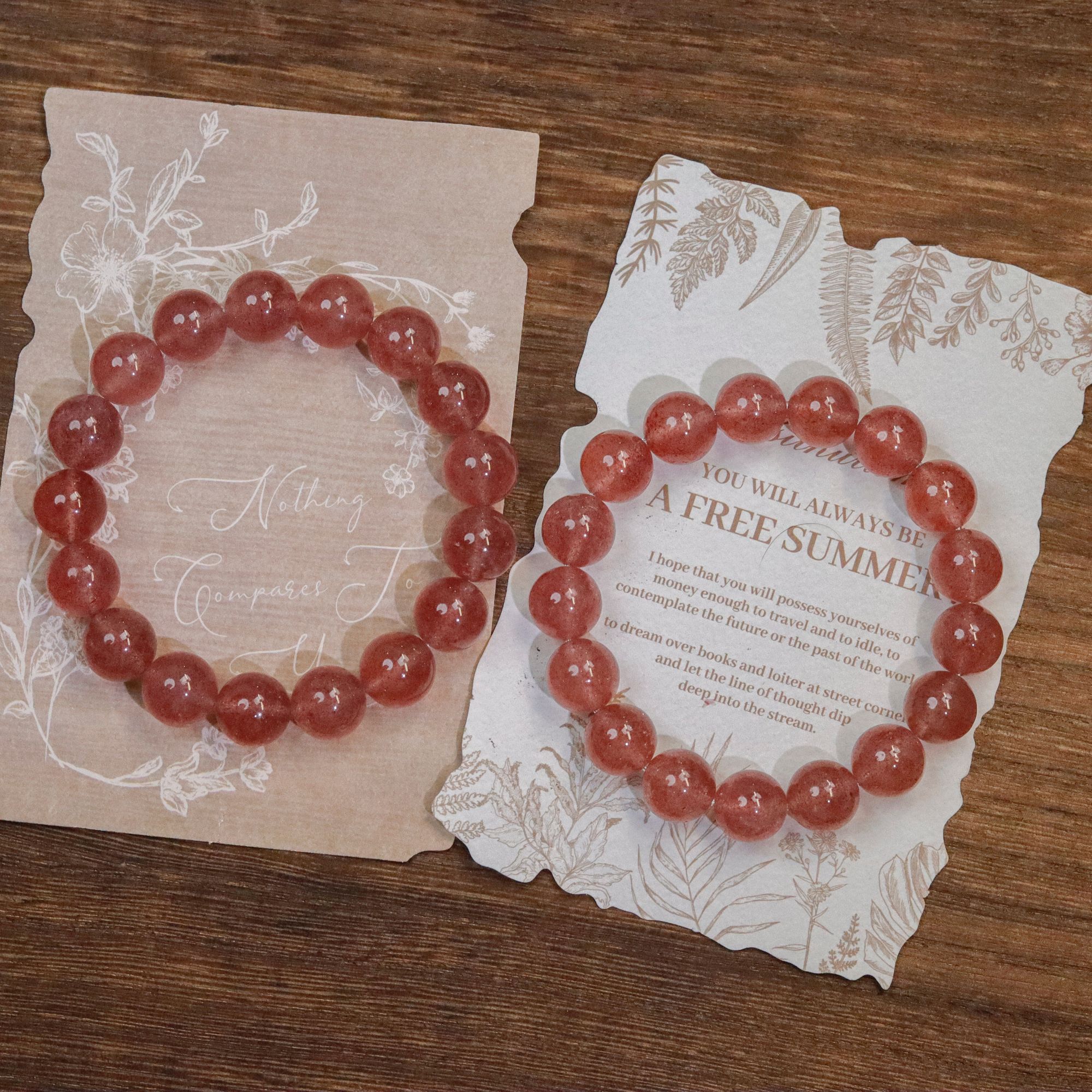 S023《草莓果酱》士多啤梨桃粉草莓晶素圈手串12-16mm多样性一