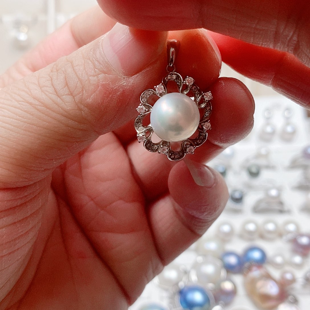 淡水珍珠银S925镶嵌颈饰