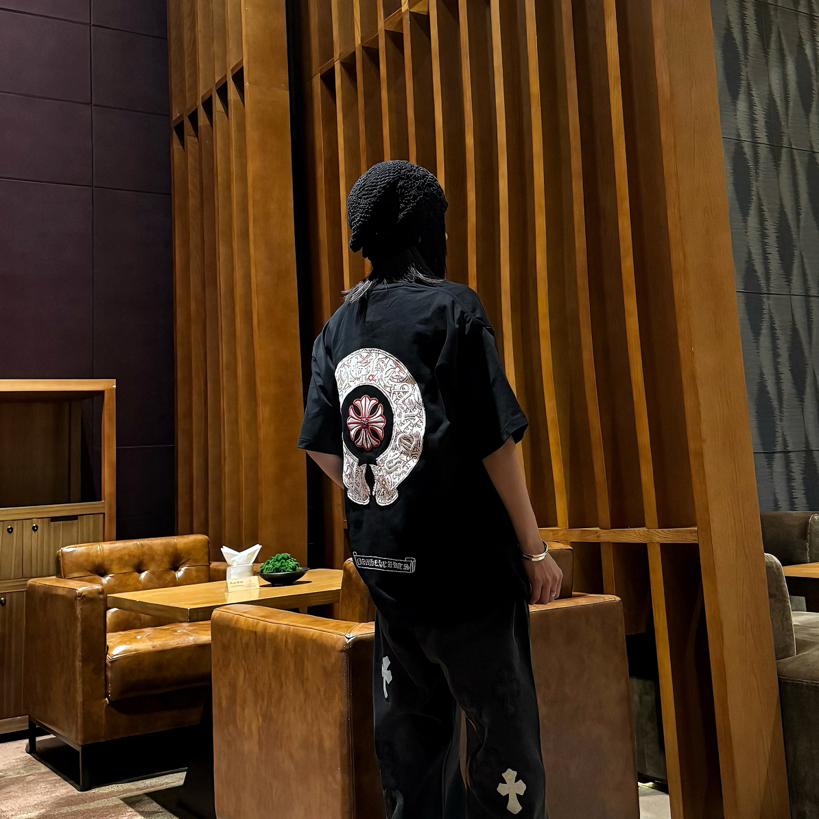 2552梵文25ss新款本布刺绣高端轻奢时尚百搭短袖T恤（男女同款）