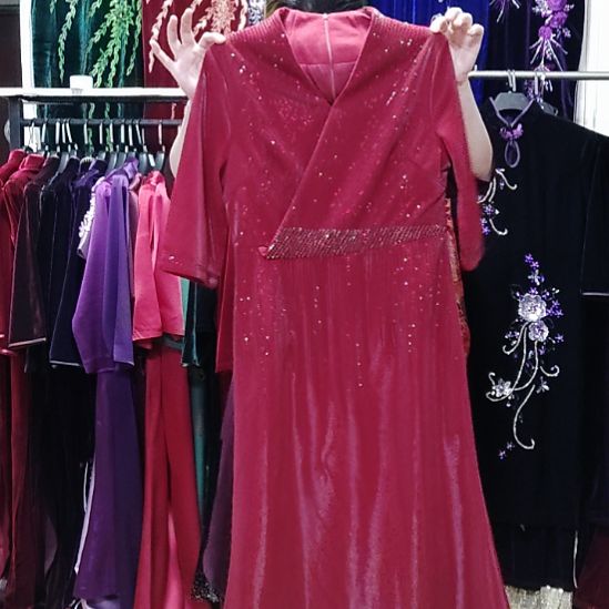 品牌进口面料v领重工中长连衣裙l码数码小胸88腰72内