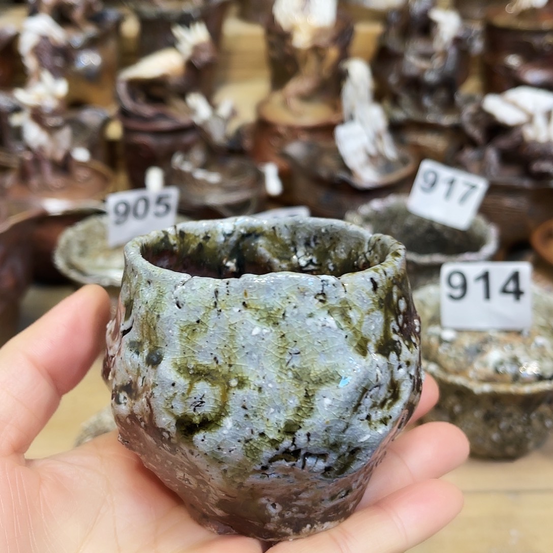 瓶柴烧粗陶手捏杯