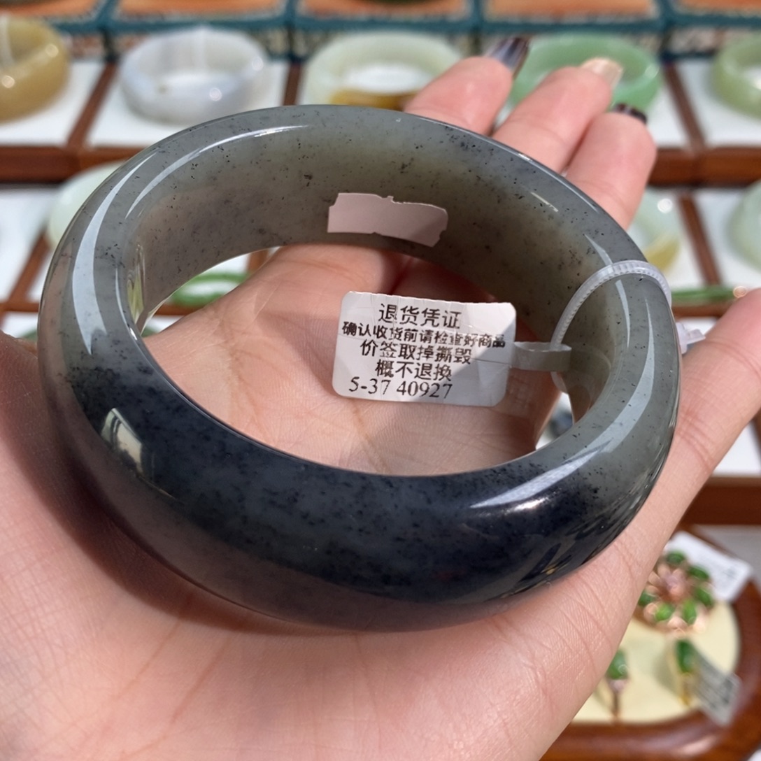 和田玉未镶嵌手镯籽青花轮胎60/61
