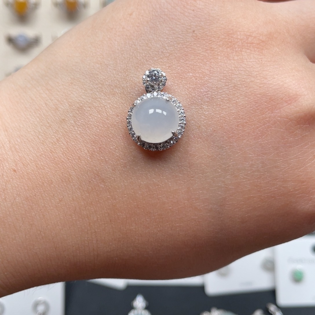 翡翠戒指银S925镶嵌戒指