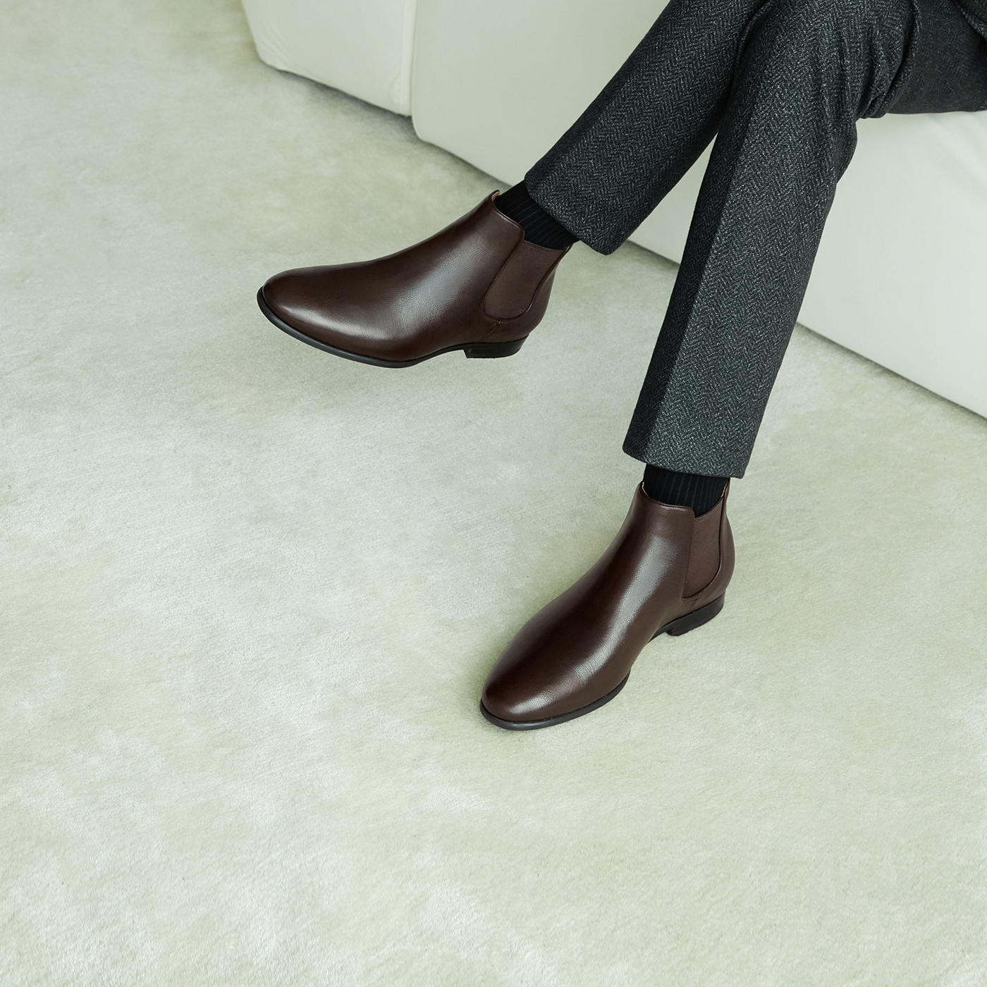 【琥珀流光】ThomWills切尔西靴男靴秋季真皮商务英伦短靴高帮皮鞋