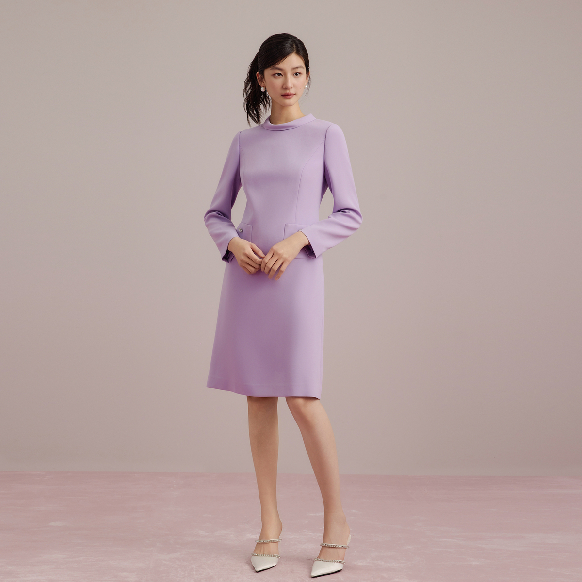 梭织连衣裙淡紫色(薰衣紫色)LMFADBWOP906