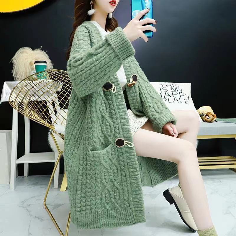 V领2025春秋冬新款加大开衫长款毛衣女宽松慵懒风外搭针织衫洋气