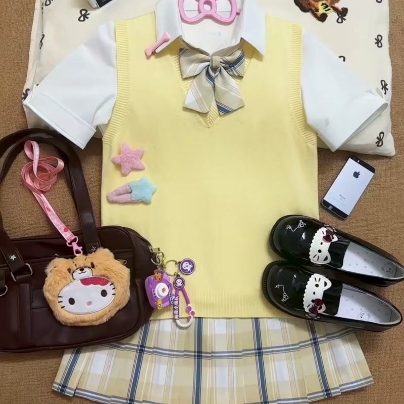 【冰柠】椿屋町原创新款少女格裙短裙日系辣妹风百褶格裙甜美jk