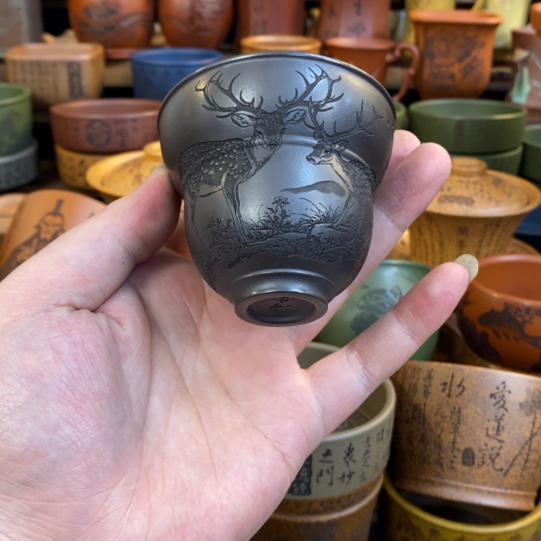 紫砂杯子宜兴全手工紫砂杯