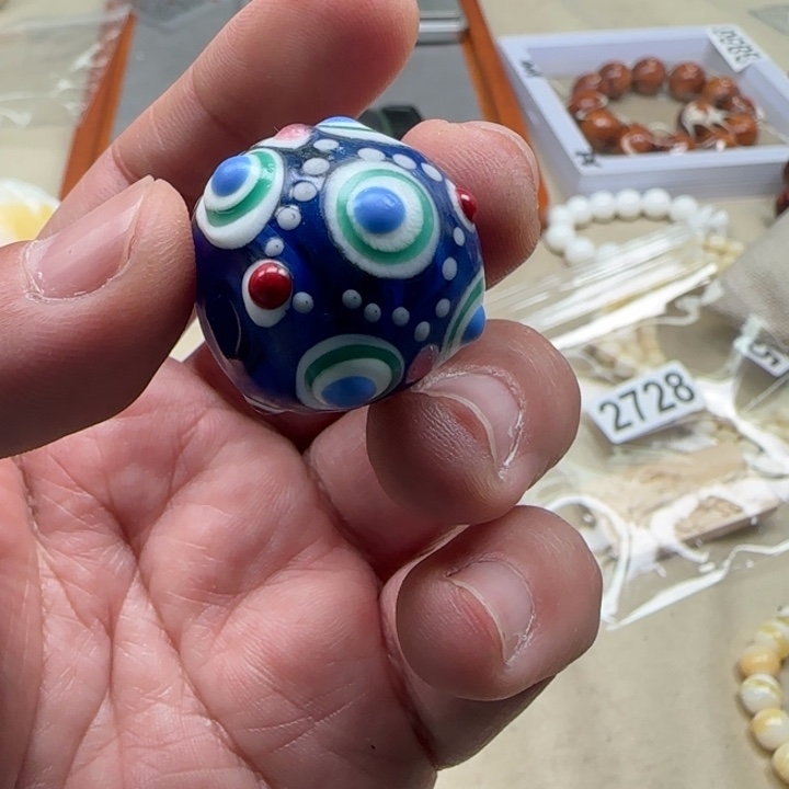 白玉菩提吊坠蓝色2758