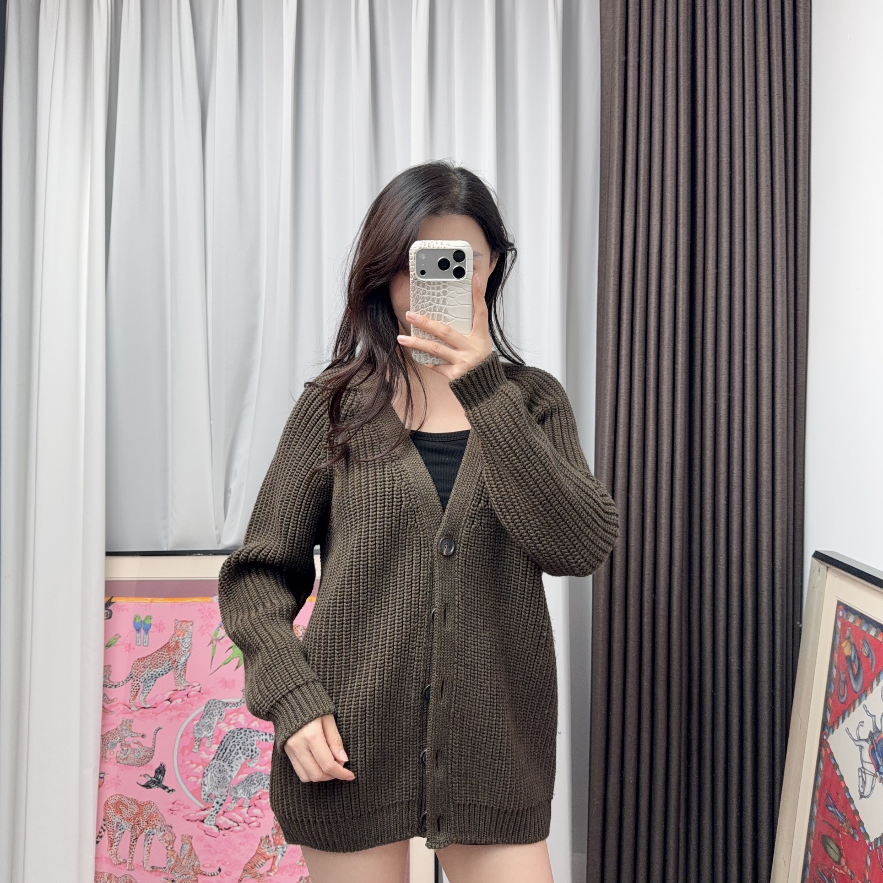 95新 MIU MIU/缪缪 毛衣外套绿色38/251215LSY9C02