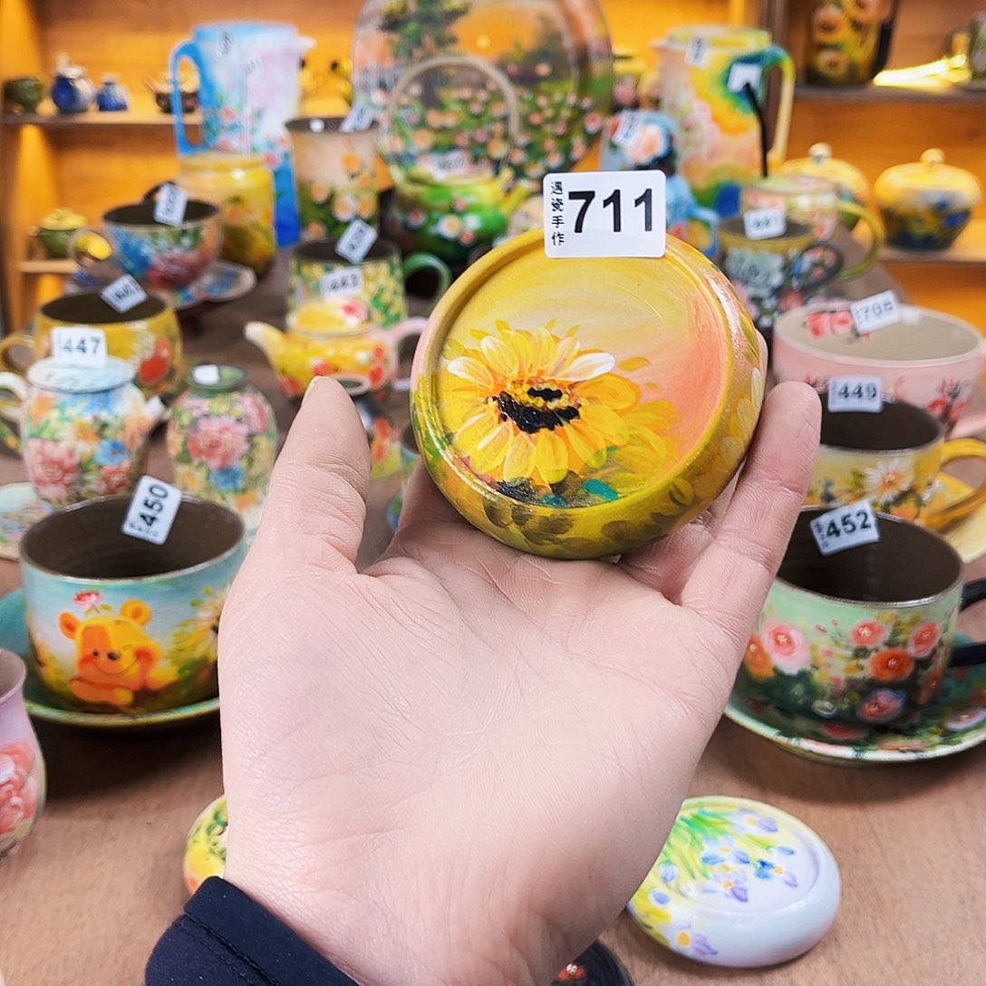 杯纯纯油画风盖置