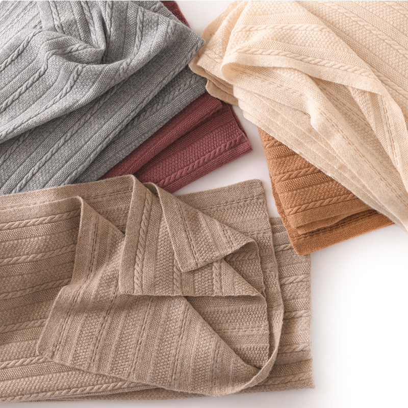 Cashmere100%山羊绒围巾加厚扭花披肩围脖两用保暖女柔软亲肤保暖