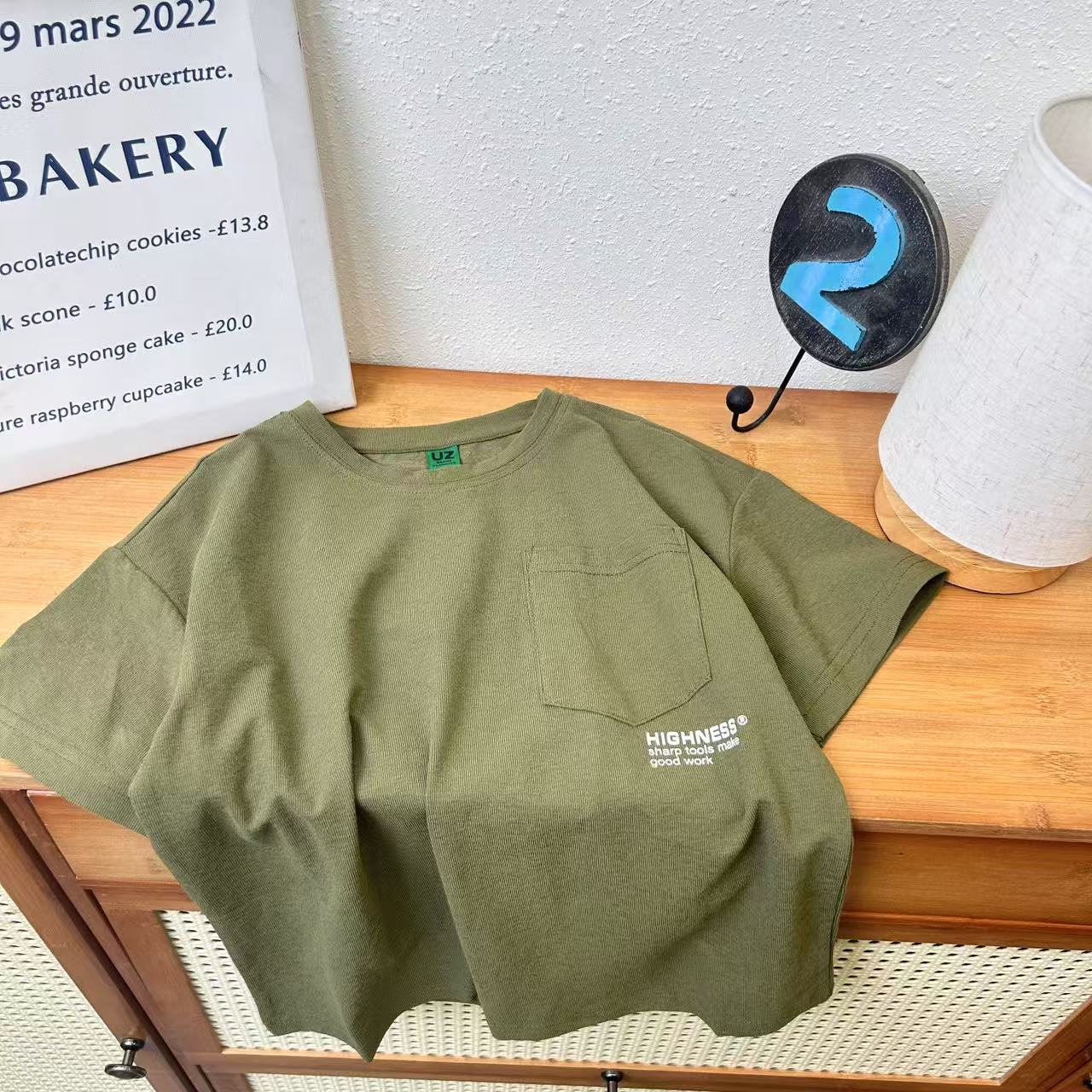 TX-206 绿色 休闲儿童中性夏季刺绣短袖韩版ol短袖T恤宽松百搭