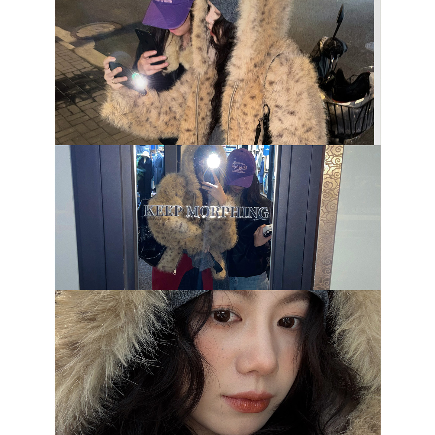 【冬意小豹】冬新款宽松立领环保皮草豹纹短外套 W40154SY54