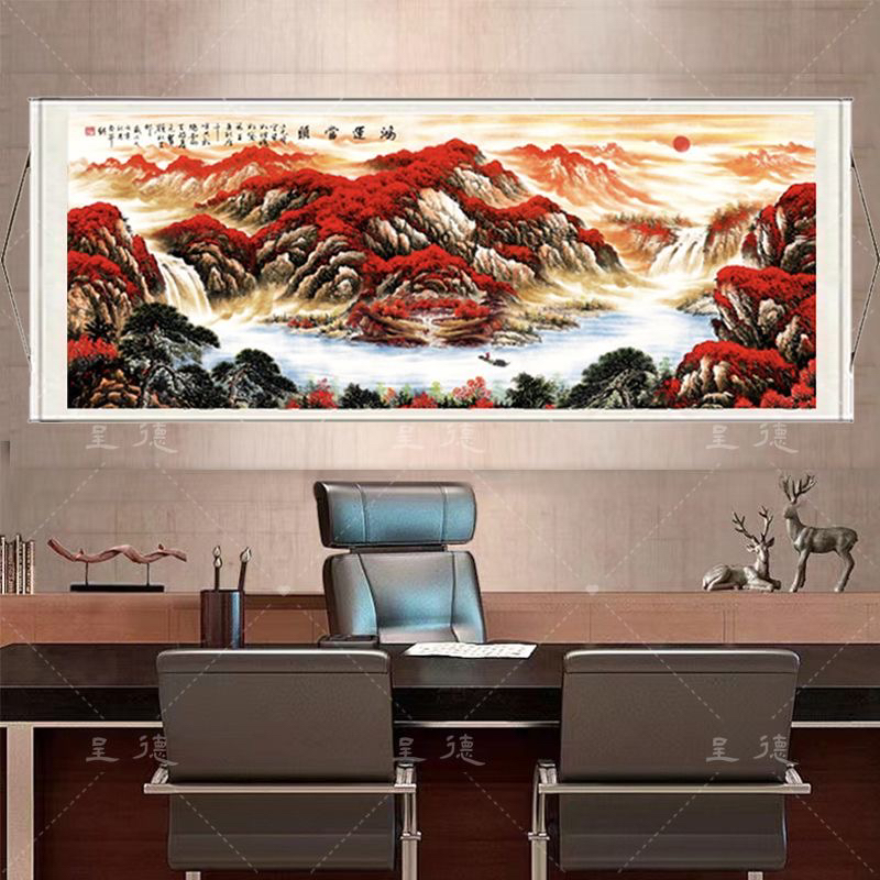 《鸿运当头》180*72CM客厅背景墙茶室办公室沙发背景墙横轴装饰画