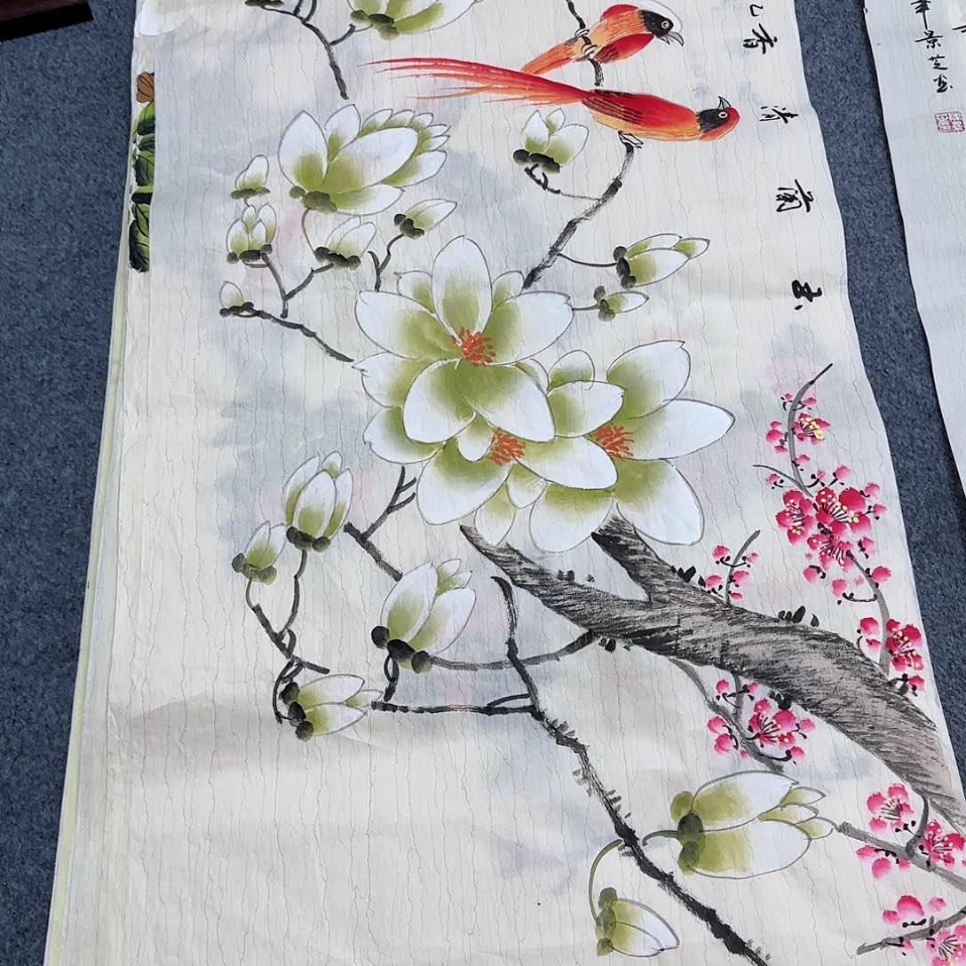 国画尺寸50X100手绘作品 