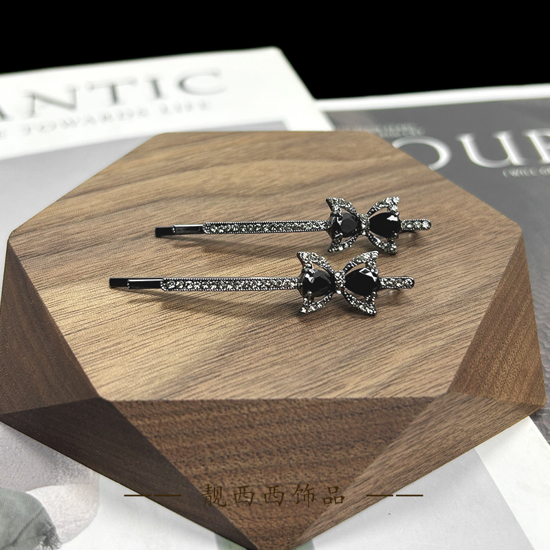 【LXX靓西西】168蝴蝶结一字夹5.6cm碎发夹一对装