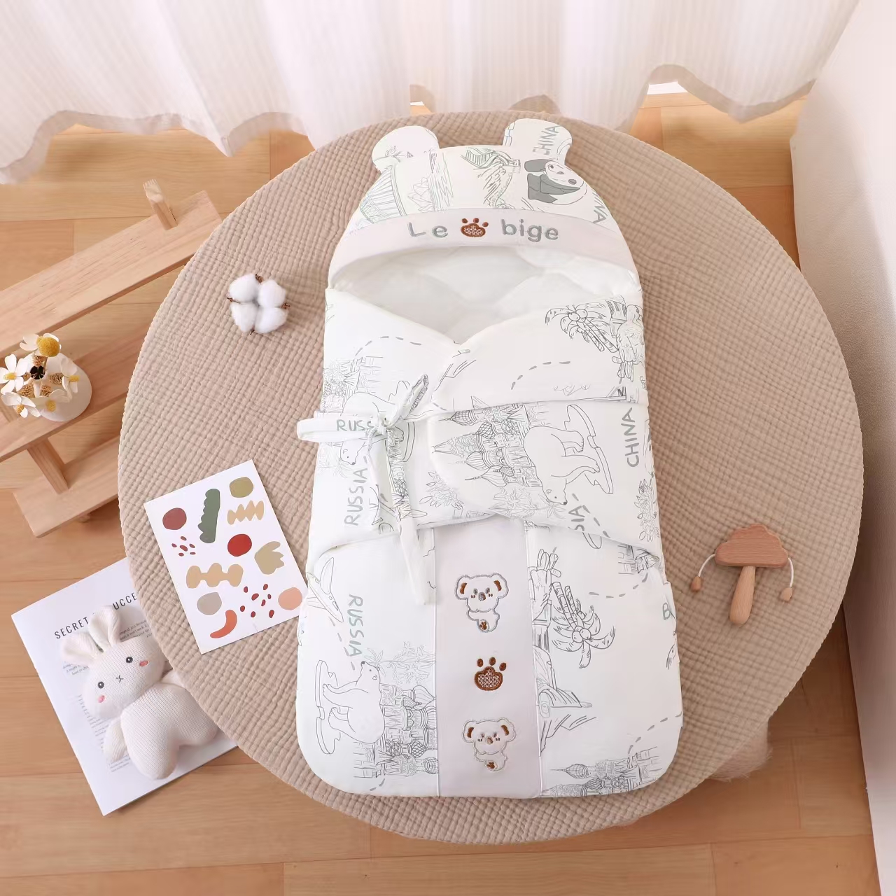 500g新生儿襁褓睡袋0-3月宝宝可用厚款进产房新生儿待产包刚出生