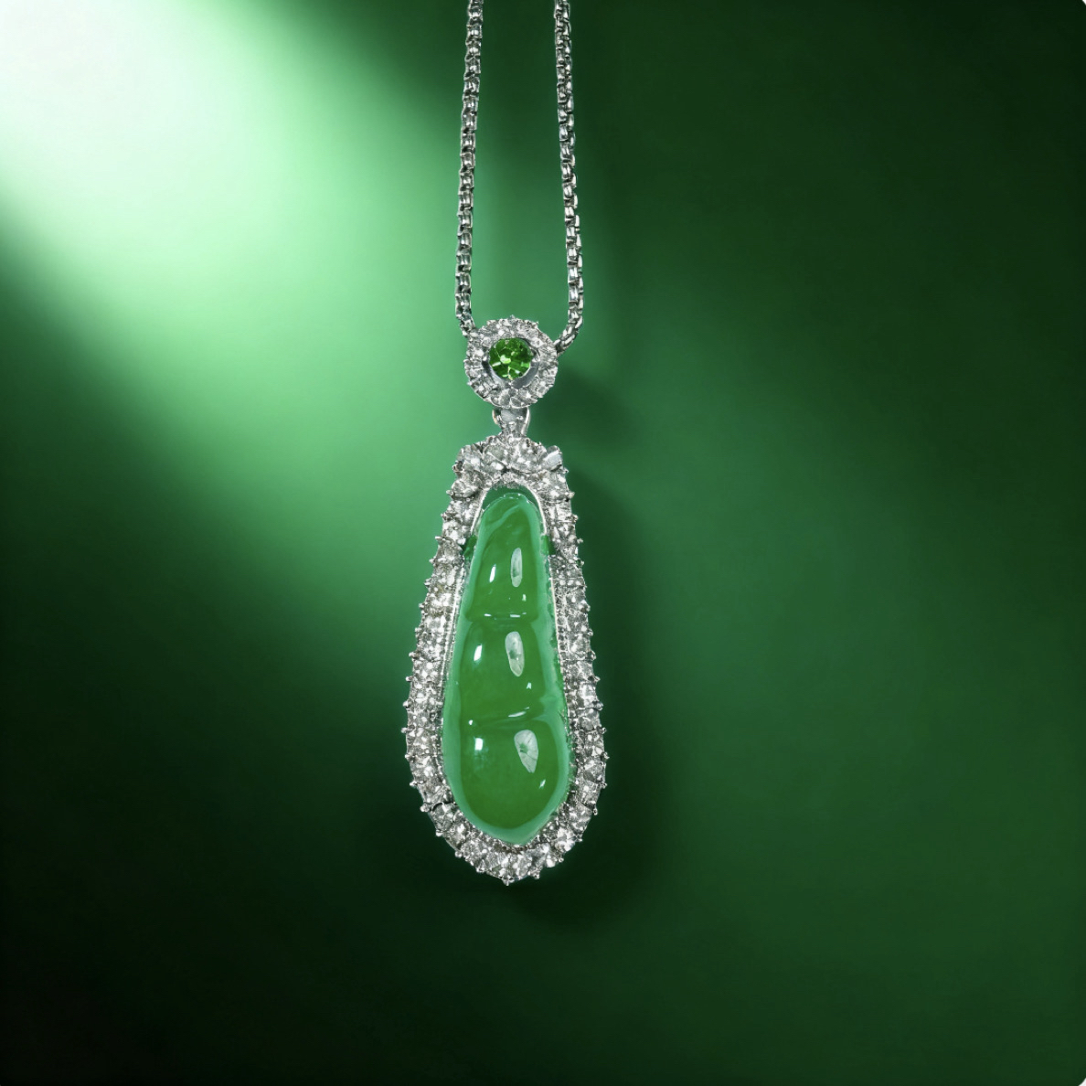  果绿四季豆项链吊坠（赠链） A47-CMT-2A