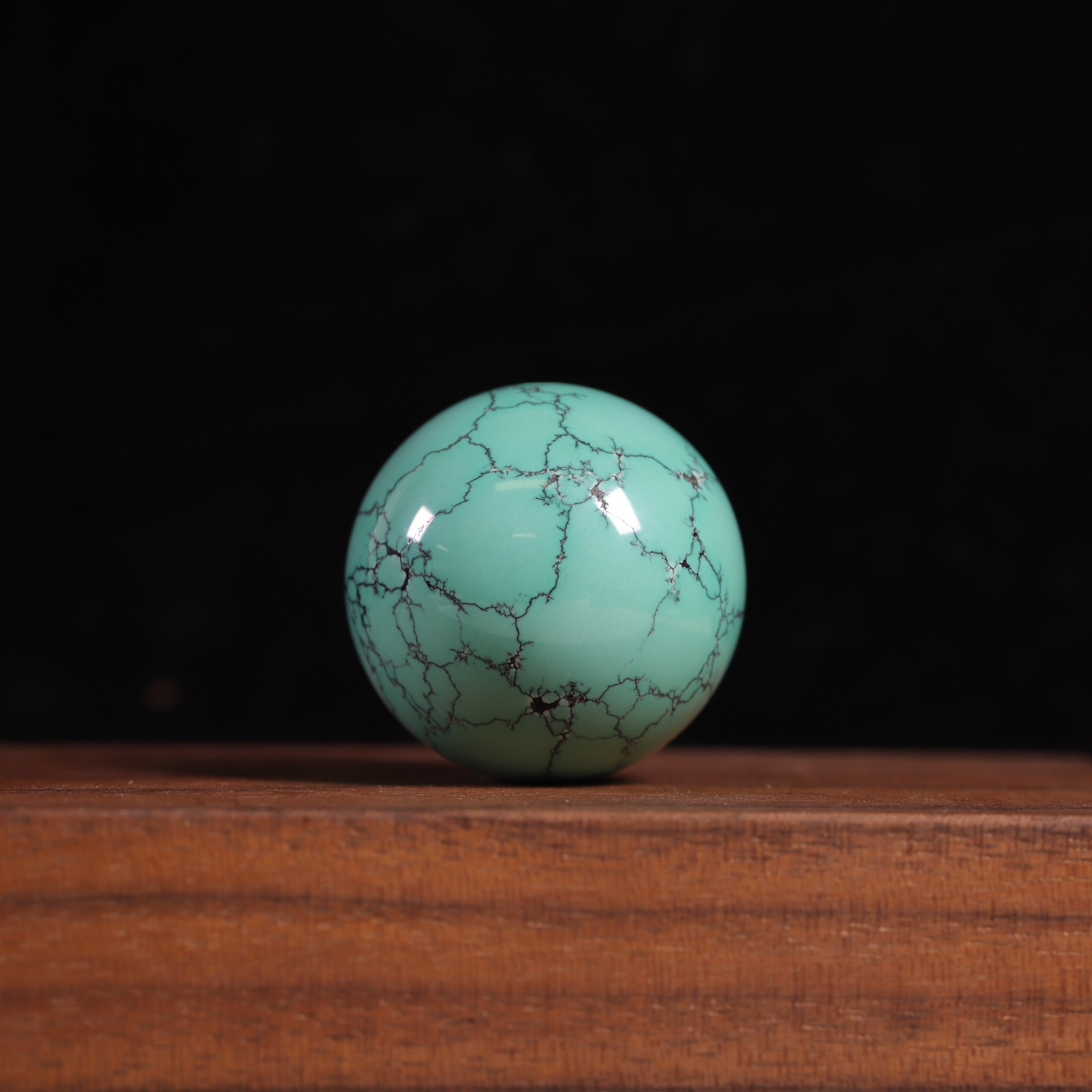 天然原矿绿松石高瓷精品网花圆珠