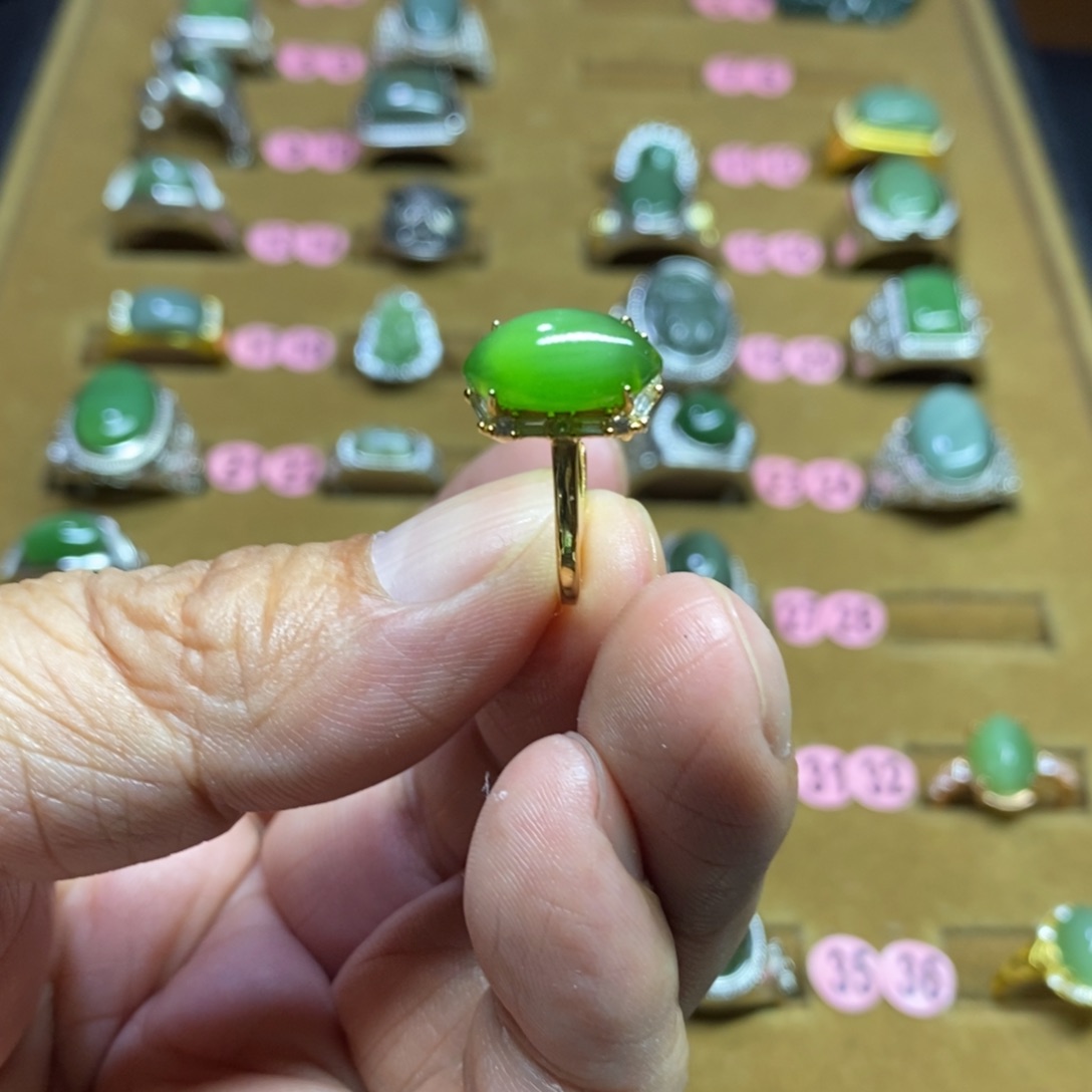 和田玉银S925镶嵌戒指