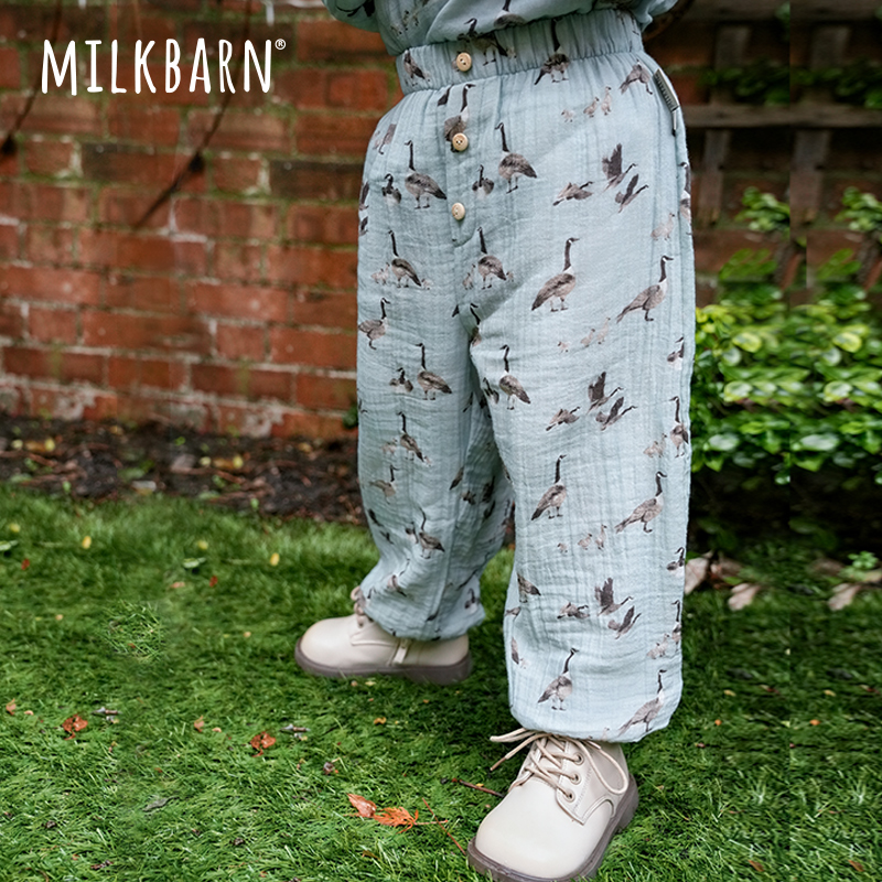 Milkbarn2025春夏新品儿童防蚊裤男女童休闲裤长裤子宝宝洋气童装