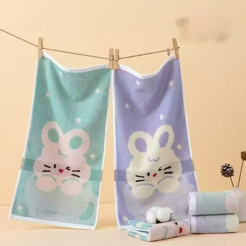 （2-4条装）可爱卡通纯棉小毛巾柔软吸水不掉毛家用洗脸巾