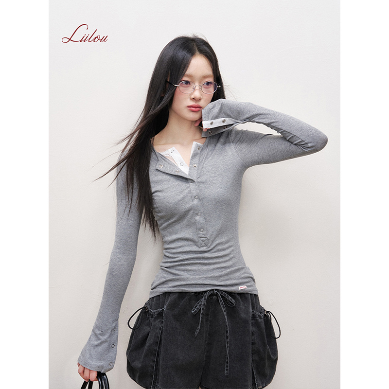 Liilou 春日蕾丝 蕾丝拼接修身打底假两件