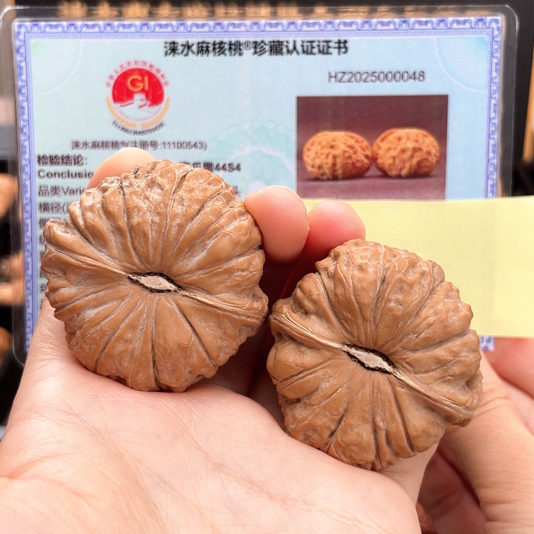 把件文玩核桃44尺大圆瓜矮桩正肩一字底卡姿兰平底44S4