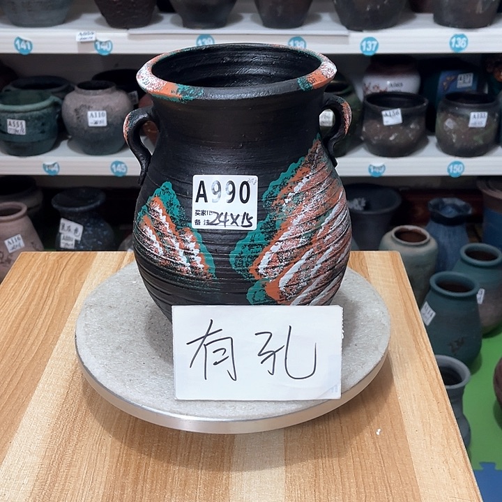 红陶手工制作工艺花盆