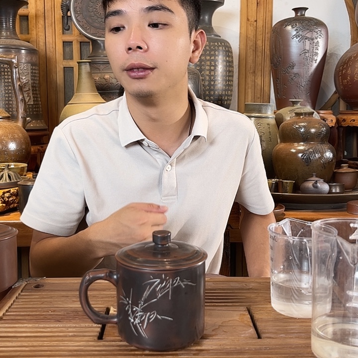 钦州坭兴陶原矿泥料 小竹子水杯