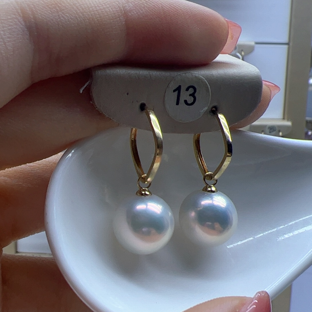 18K金镶嵌淡水珍珠耳饰