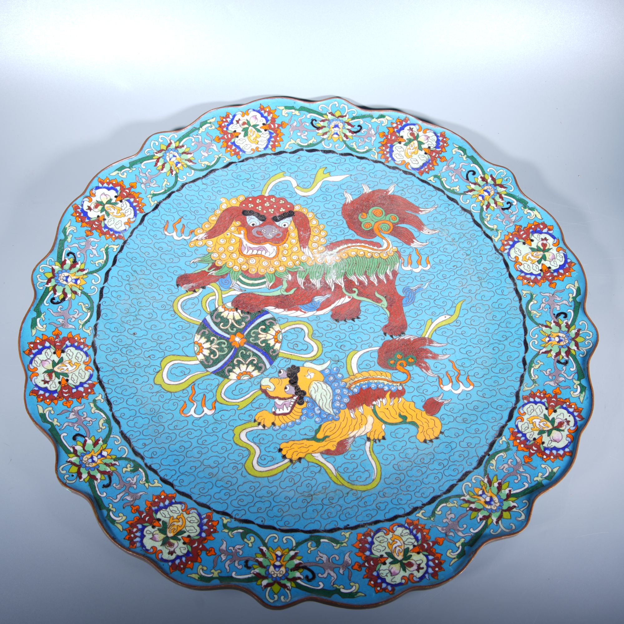 Tgz21 清代 景泰蓝太师少师纹大盘