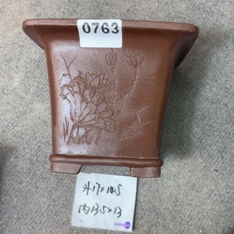 紫砂花盆紫泥刻绘四方特价福利1号到手2只 0763