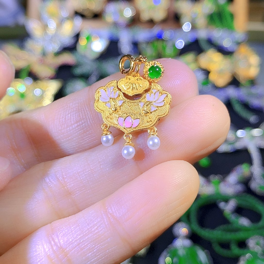 吊坠(不含链)银S925镶嵌翡翠