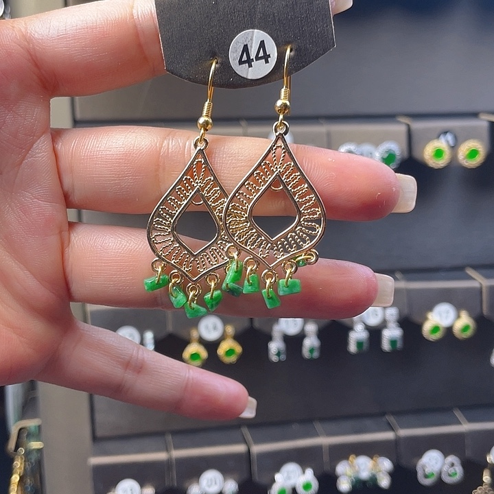 翡翠14K金镶嵌耳饰翡翠