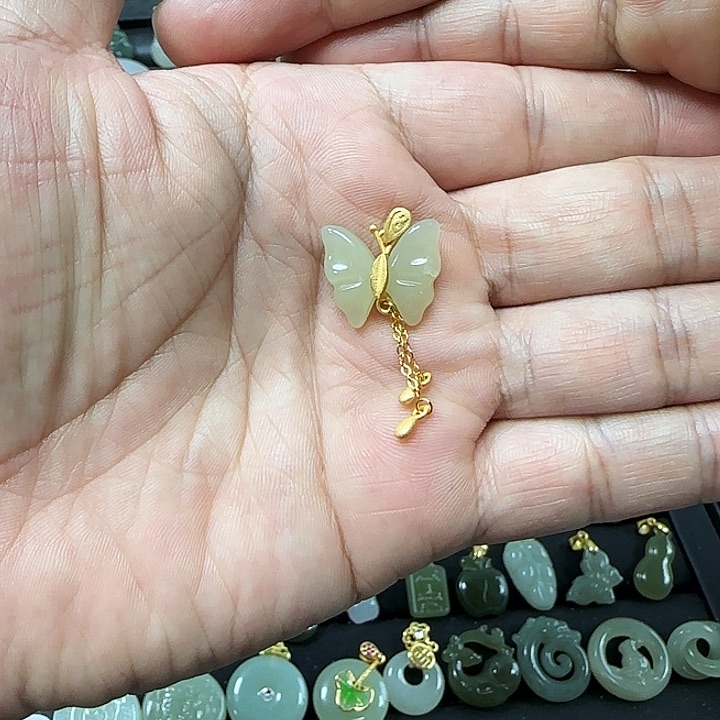 和田玉吊坠(不含链)银S925镶嵌