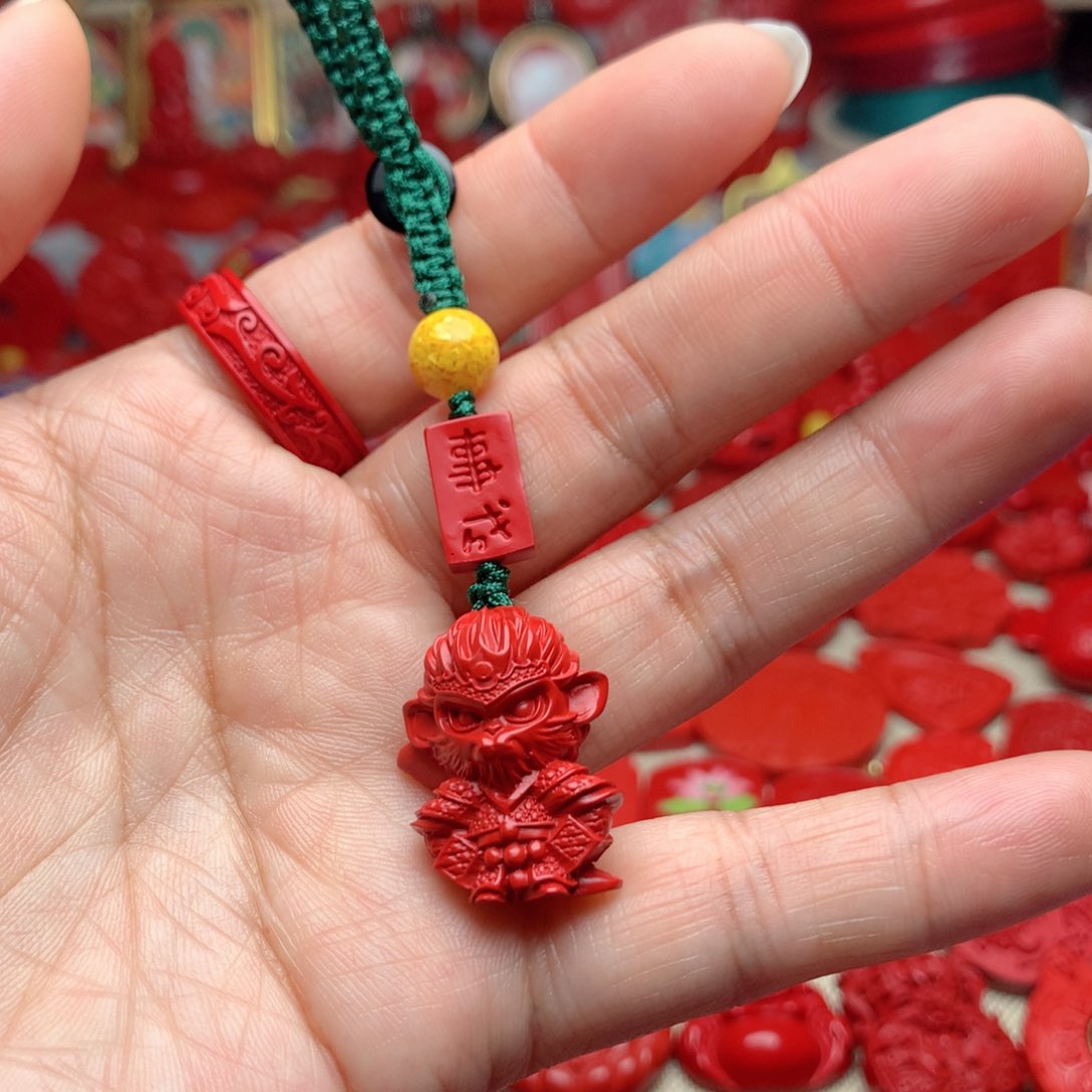 天然辰砂工艺品朱砂钥匙扣