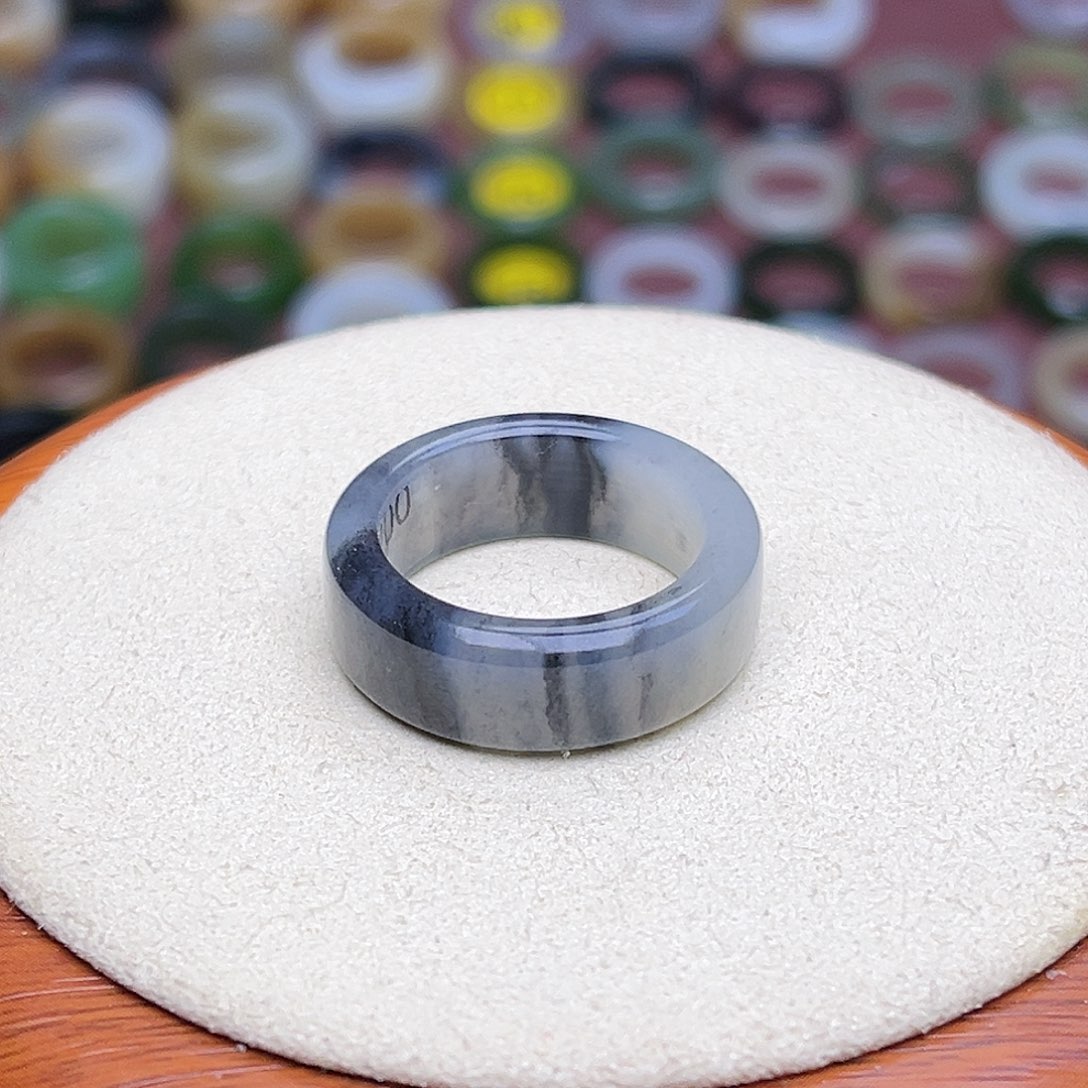 和田玉戒指未镶嵌19.1内径山水墨画