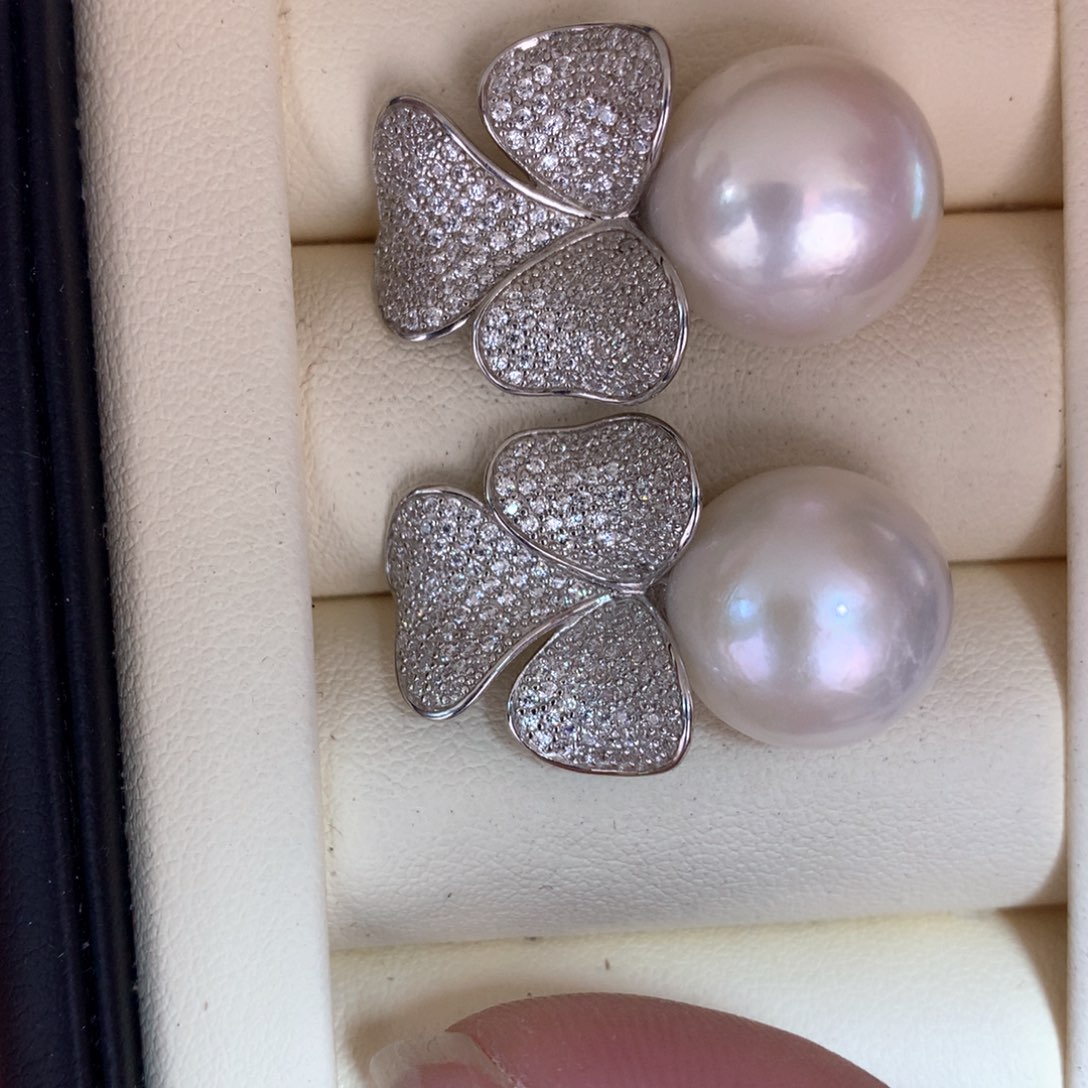 淡水珍珠耳饰银S925镶嵌