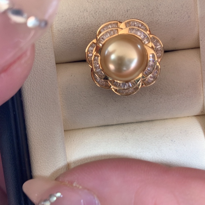 银S925镶嵌戒指海水珍珠