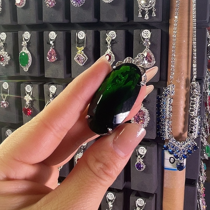 绿色碧玺颈饰银S925镶嵌