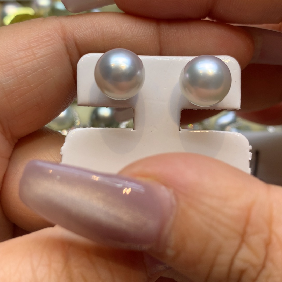 银S925镶嵌耳饰海水珍珠