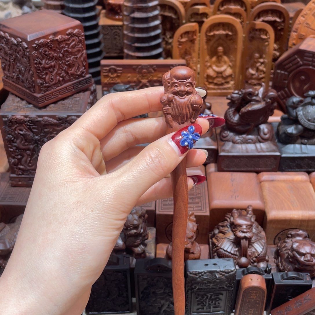 否***来木枣木寿星人物像发簪