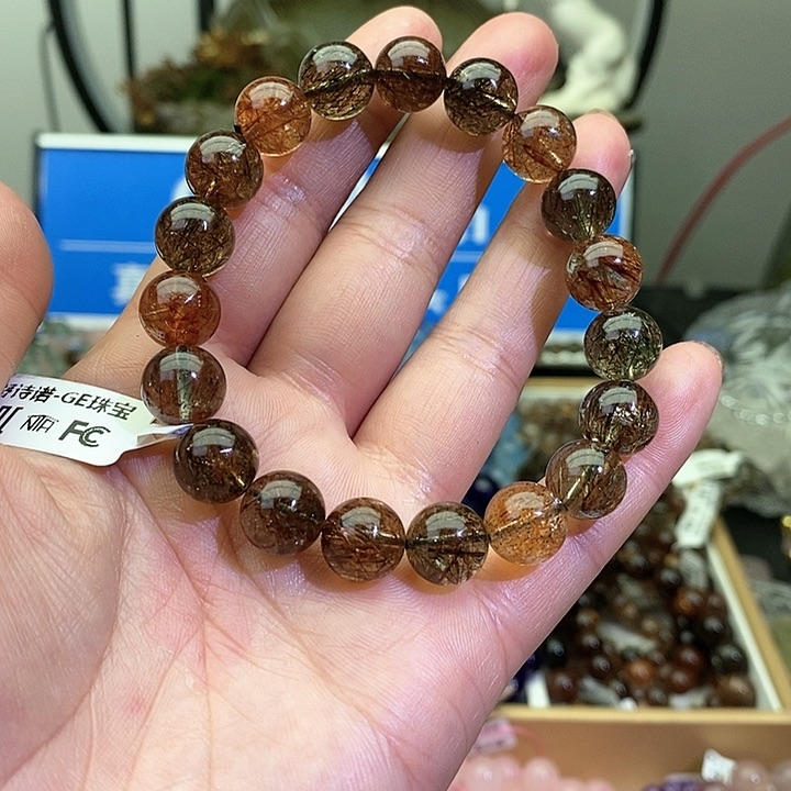 水晶手链未镶嵌黑金超七11+