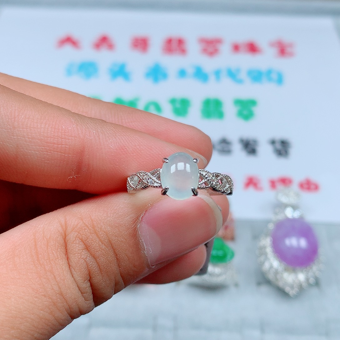 翡翠银S925镶嵌戒指1号
