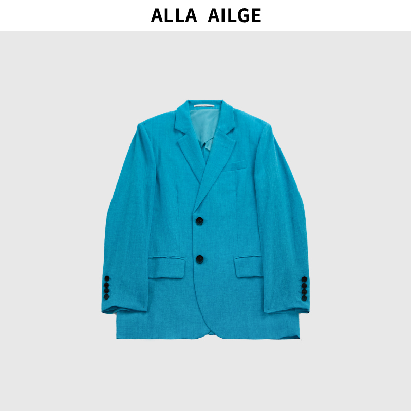 ALLA AILGE「那不勒斯海岸」老钱风亚麻肌理三醋酯纤维薄西装