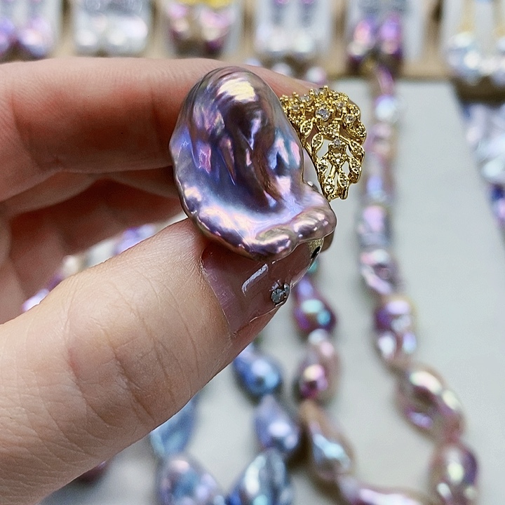 银S925镶嵌耳饰淡水珍珠