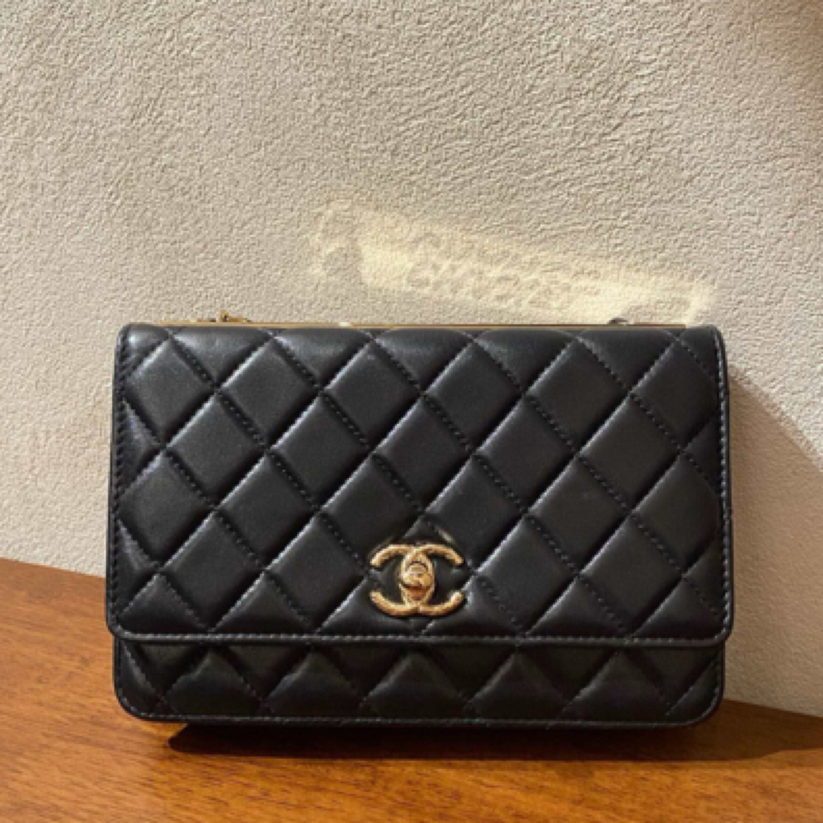 99新 Chanel/香奈儿 23C黑金羊皮浮雕Trendycc woc单肩斜挎包